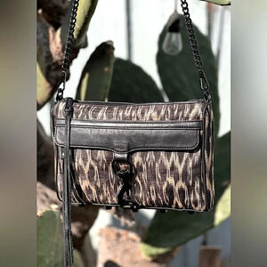 Rebecca Minkoff Tan and Black Crossbody Bag with Gathered Texture